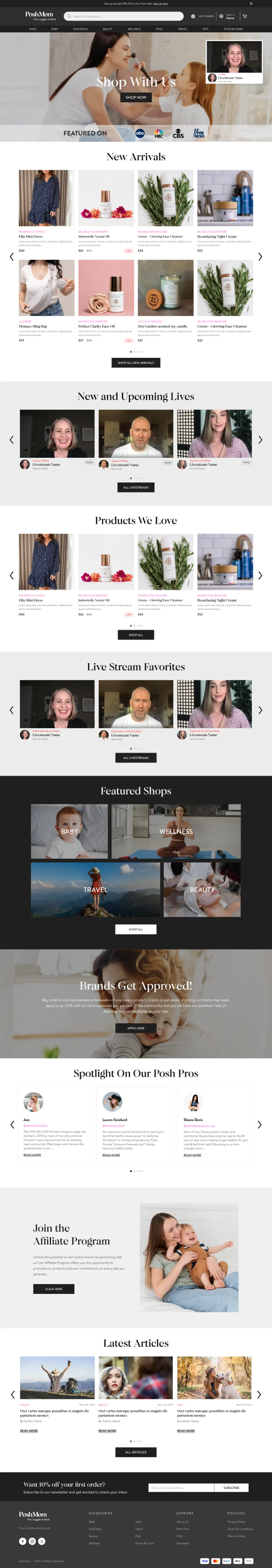 Poshmom Landing Page